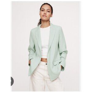 Banana Republic Drapey-Twill Blazer Womens XL Green Open Front Workwear Jacket